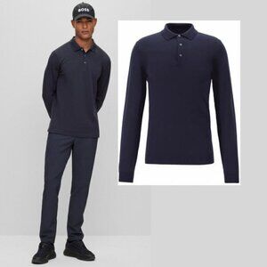Hugo Boss Blue Polo Long Sleeve Shirt Size Xlarge